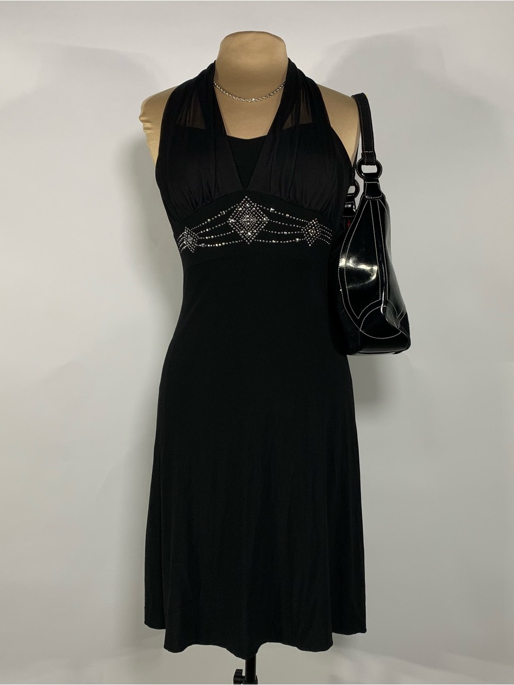 Y2K Lipstick black studded halter midi dress Fits Medium Best